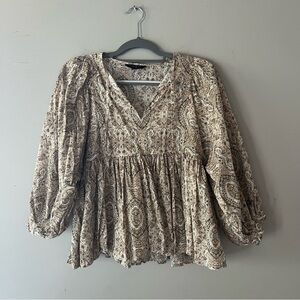 Banana Republic Beige Paisley Blouse